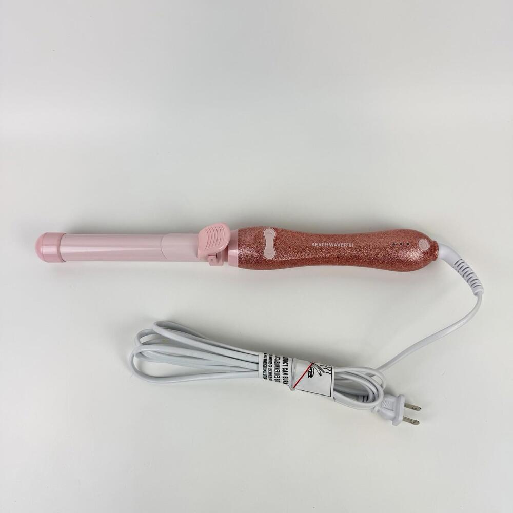 BeachWaver B1 Rotating 1" Curling Iron Hair BW16H1 Pink Glitter Tested Works
